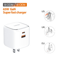 Adaptateur secteur LDNIO Q2617 GaN 65W, prise EU/US, 3 ports QC 3.0 Type-C PD, chargeurs de téléphone portable de voyage, chargeur GaN 65W