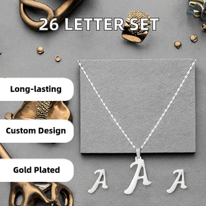 2022 Ins thời trang thép không gỉ bạc titan thép mạ vàng bông tai vòng cổ mặt dây chuyền trang sức Bộ 26 chữ cái không phai - Product Image 2