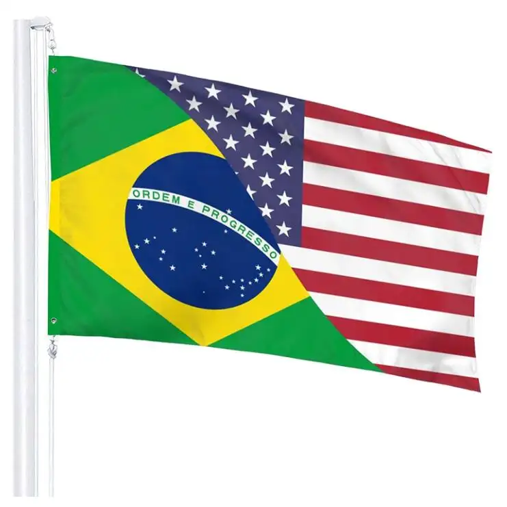 Benutzer definierte Polyester 3x5 Fuß Brasilien USA Amerika Freundschaft flagge mit Messing Ösen