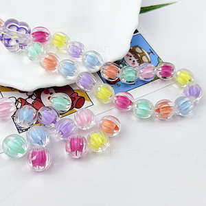 Candy Colored Transparent Pumpkin <b>Beads</b> Acrylic Round Loose <b>Beads</b> For DIY Jewelry Phone Chain Keychain Craft Making - Product Image 3