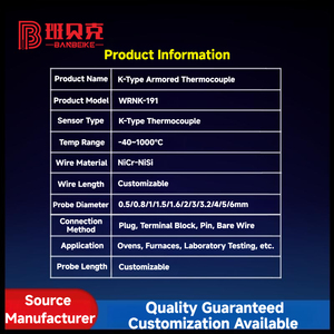 Tipo K termopar blindado NiCr-Nisi fio personalizável J/T/E/<span class=keywords><strong>S</strong></span>/N/B/R arbitrária ponta dobra temperatura instrumento blindado - Product Image 5