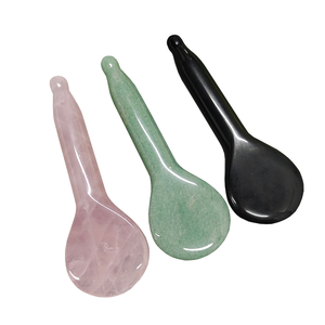 High Quality Natural Black Obsidian Stone <strong>Scrapping</strong> <strong>Massage</strong> Spoon Acupuncture GuaSha Tool - Product Image 5