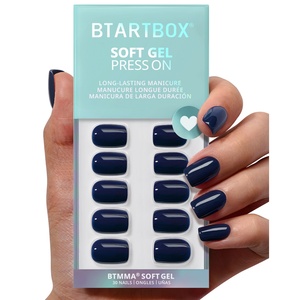 BTArtbox - Juego de Uñas Postizas Hechas a Mano, de Alta Calidad, Cortas, Cuadradas, Azul Oscuro, para Halloween, Uñas de Gel Suave, Venta al por Mayor - Product Image 1
