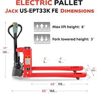 Transpalette électrique TEXLIFT - Capacité standard de 3300 lb, batterie au lithium 48V/15A, hauteur de levage maximale de 7,8 pouces, fourche