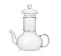 Théière en verre borosilicate haute résistance de 800 ml, résistante à la chaleur, compatible micro-ondes et cuisinière, avec infuseur en verre
