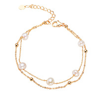 Bracelet HECATE double couche en perles rondes ciel étoilé, perles d'eau douce véritables 5MM, plaqué cuivre et or véritable