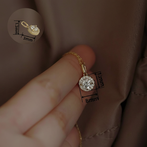 Hermoso y moderno collar con colgante de oro de 9K con circón redondo con microincrustaciones al por mayor para fiestas KJ393 - Product Image 1