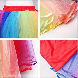 จีวีเอ็นทีเคกระโปรงตูตูสีรุ้งสำหรับผู้หญิงเอวยางยืดชั้นๆ ผ้าทูลทรงเอไลน์สำหรับงานปาร์ตี้คอสเพลย์ฮาโลวีน - Product Image 5
