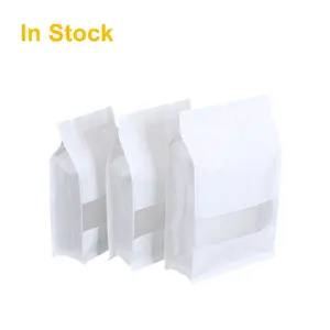 Bolsas ziplock para embalagens de alimentos, embalagens de papel branco liso fundo plano com janela fosca