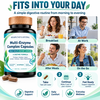Complément enzymatique digestif à marque privée OEM avec protéase et amylase pour une meilleure santé et un bien-être intestinal, 60 capsules