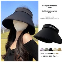 Sombrero de verano para mujer con protección solar, a rayas, de ala ancha, de seda helada, hueco, ajustable, para deportes al aire libre, PVC, venta al por mayor