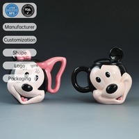 Mug à café en céramique personnalisé pour couple, design de dessin animé 3D semi-sculpté, vente en gros OEM, cadeau