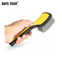 Brosse de nettoyage de pneus de voiture jaune et noire ATUO TIGER, brosse de nettoyage de tapis, brosse à récurer les pneus, brosse de detailing automobile