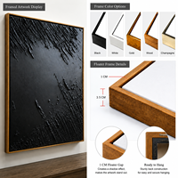 Peinture murale abstraite moderne texturée 3D Wabi Sabi personnalisable faite à la main sur toile, or et noir, pour la décoration d'hôtel