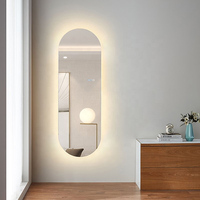 Miroir de salon moderne pleine longueur mural avec éclairage, cadre en alliage d'aluminium, interrupteur tactile intelligent pour barbier