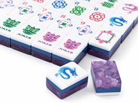 Mahjong Akrilik Motif Marmer Mewah, Ubin Standar Dilukis Tangan, Label Pribadi Kustom Grosir untuk Permainan 4 Pemain