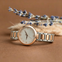 Montre de luxe pour femme en acier inoxydable à quartz, verre minéral, aiguilles, étanche 3 ATM, fermoir invisible, style vintage, logo personnalisé, fabrication usine