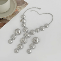 Parure de bijoux fantaisie tendance pour femme, collier et boucles d'oreilles en fer, style hip-hop, lisses, massifs, ronds et en forme de Y