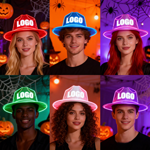 2026 Custom Flashing Glowing Cowboy Cap Neon Decor Cowboy <b>Led</b> <b>Light</b> up Festival Hats EDC Party Hats for Adult - Product Image 6