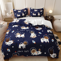 Parure de lit pour enfants imprimée de dessins de chiens et de tournesols, impression numérique 3D, microfibre 500TC, style américain