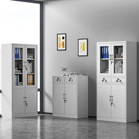 Archivador de Acero para Oficina con 2 Cajones Centrales, Archivador Antivuelco con Ranuras para Etiquetas, Clasificación Fácil de Archivos para Uso en Oficina
