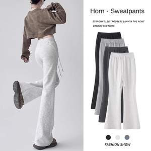 Pantalones deportivos de Micro cuerno rosa con logotipo personalizado para <span class=keywords><strong>mujer</strong></span>, pantalones holgados de cintura alta con diseño de herradura delgada, cintura elástica, otoño - Product Image 2