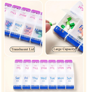 Pastillero de Plástico de Grado Alimenticio de 7 Días y 14 Compartimentos, Organizador de Medicamentos Portátil con Tapa a Presión y Divisores Independientes - Product Image 6