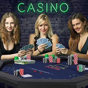 Luxe Pliant Texas Hold Em Poker Table Octogonale Casino 8 Joueurs <span class=keywords><strong>Roulette</strong></span> De Jeu Pliable Led Titulaire Métal Haute Jambe De Verre - Product Image 5