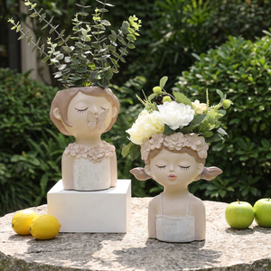 Vaso da Fiori Decorativo 'Girl Thinking' da 10 Pollici, Fioriera per Balcone e <span class=keywords><strong>Giardino</strong></span> con Foro di Drenaggio, Vasi da Esterno - Product Image 3