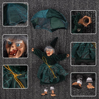 Offre Spéciale Halloween : Jouets de sorcière électriques effrayants, Pendentif sorcière lumineuse avec parachute, Décoration colorée en plastique pour porche, bar et maison hantée