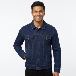 Wholesale <b>Custom</b> 100% Cotton <b>Denim</b> Work <b>Jacket</b> for Men Basic Canvas Style with Zipper - Product Image 1