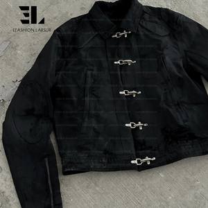 Chaqueta Vaquera LARSUR Personalizada de Fábrica, Lavado Desgastado, Recubierta de Cera, con Efecto de Barro, Aceite y Fuego, con Broche de <span class=keywords><strong>Bombero</strong></span> - Product Image 3