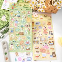 1 feuille par paquet, série The Long Slow Days, autocollants décoratifs DIY à motifs aquarelle de style japonais