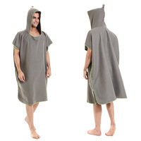 Quick Dry Microfiber Surf Poncho Knitted Bath Robe with Hood for Pool Swim & Beach Solid Color Summer Towel