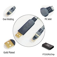 OEM CP2102 USB 2.0 RJ45 8P8C RS232 Câble de console Plaqué or Gaine PVC Tresse Blindage Cuivre pur pour Caméras Ordinateurs