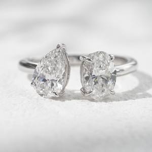 แหวนเพชร Starsgem เครื่องประดับชั้นดี แหวนเพชรเทียมแบบเปิด ทอง 10K ปรับขนาดได้ แหวนเพชรเลี้ยงในห้องปฏิบัติการ - Product Image 1