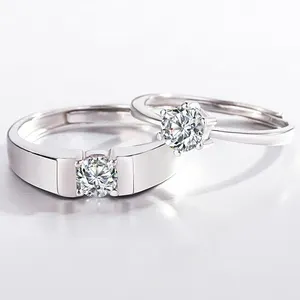 Anel de casamento 925 Anéis Jóias Casamento Proposta Zircão Diamante Anel de Noivado um Par de S925 Sterling Silver Luxo Gancho