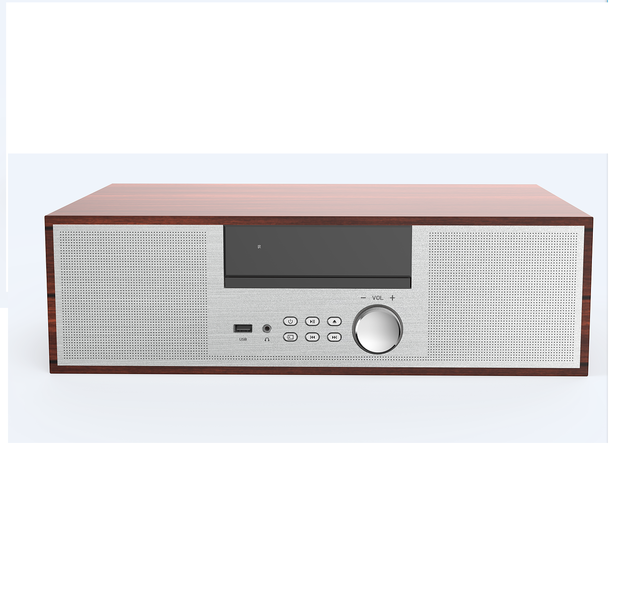 Wooden Cabinet Retro Look Wireless Bt Micro cd Comob