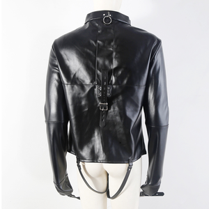 Bondage Body Harness Sex BDSM Bevestigingsjas Sex Bevestigingen Volwassen Zwarte Lederen Jas Sex Bevestigingen BDSM Jas - Product Image 4