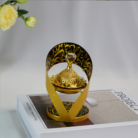 Lampe à parfum géométrique en céramique dorée, porte-encens, encensoir, bois de santal, graines d'anis étoilé, senteurs essentielles, décoration de réception de mariage
