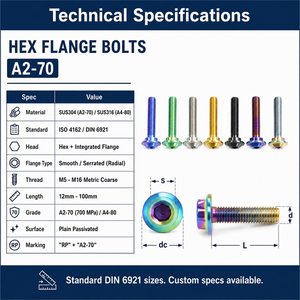 Tornillos Torx de Cabeza Hexagonal con Rosca Métrica Gruesa de Aleación de Titanio, Anodizados en Arcoíris, para Herrajes de Bicicleta - Product Image 3