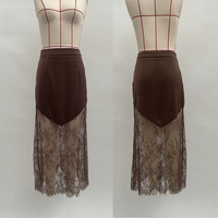 Jupe midi élégante pour femme avec patchwork en dentelle, taille haute, moulante, style crayon, pour occasions formelles et décontractées
