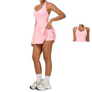 スポーツテニスドレス女性用アンチエクスポージャー美しいバック内蔵ブラパッド屋外ランニングフィットネス - Product Image 2