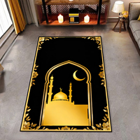 Tapis de prière musulman personnalisé de luxe en mousse à mémoire de forme épaisse, noir et or, 70*110cm, tapis de prière avec glands