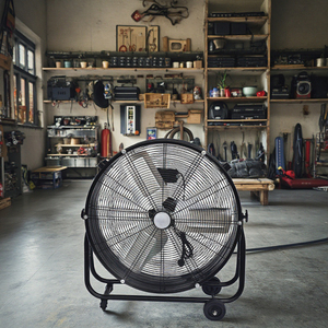Ventilador Industrial de Aluminio de 30 Pulgadas con 3 Aspas y Marco en U, Cilindro Metálico Negro para Instalación en Exteriores - Product Image 1