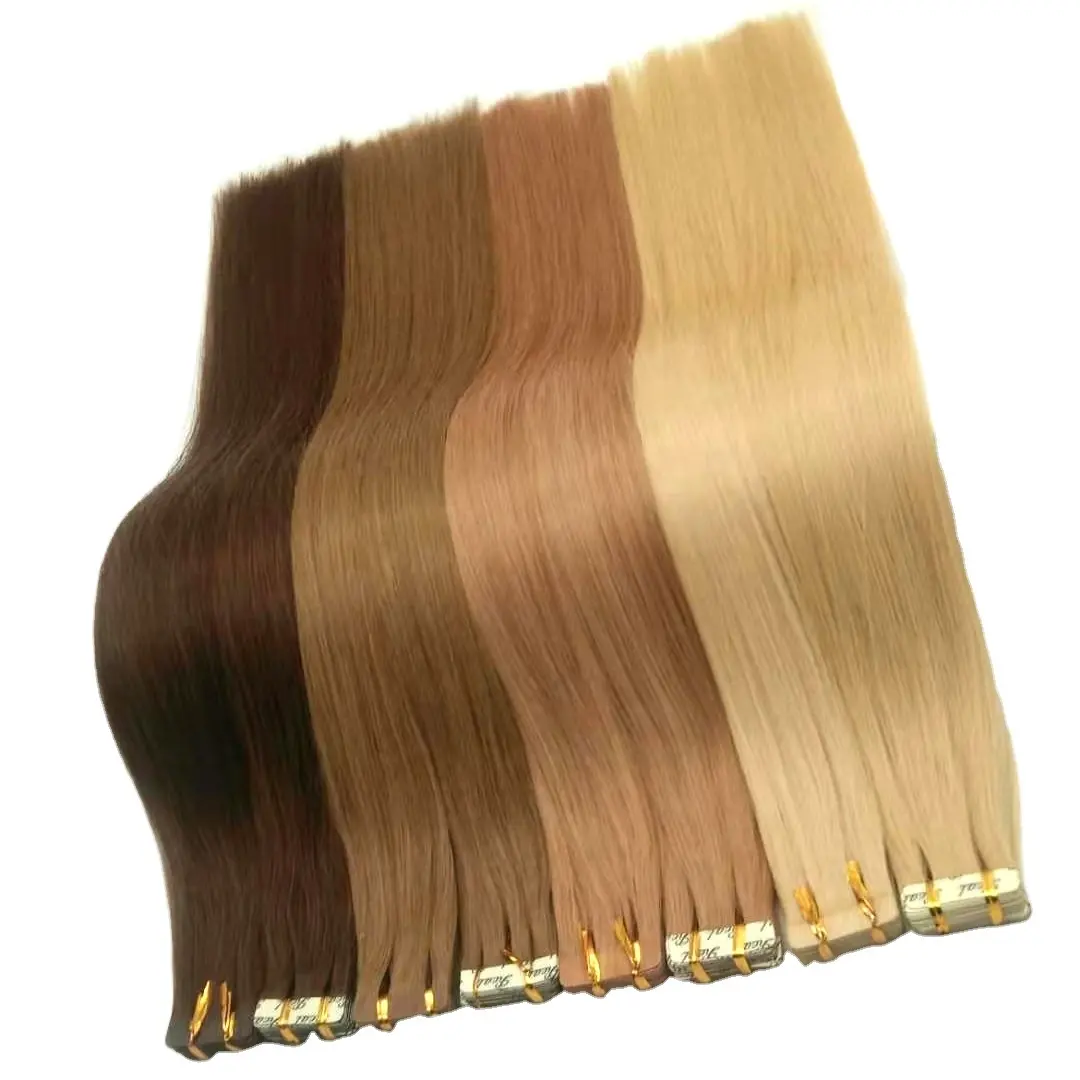 Cheap Russian Invisible adhesive tape hair extension Double drawn Wholesale Blonde Human double side Remy tape in hair