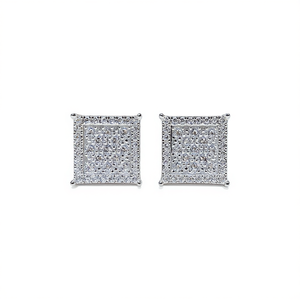Orecchini a perno quadrati classici da donna con strass in cristallo, gioielli geometrici in lega per feste - Product Image 1