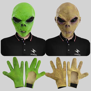 BAIGE инопланетный хоррор для Призрачного лица маска для вечеринки на Хэллоуин страшные пародии латексные перчатки и капюшон со страшным реквизитом - Product Image 3