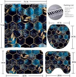 Ensembles Tapis Tapis De Bain U Forme Couvercle De Toilette Couverture Tapis 12 Crochets Bleu Ciel <span class=keywords><strong>Nid</strong></span> <span class=keywords><strong>D</strong></span>'<span class=keywords><strong>abeille</strong></span> Marbre 4 Pcs Salle De Bains <span class=keywords><strong>Rideau</strong></span> De <span class=keywords><strong>Douche</strong></span> - Product Image 6