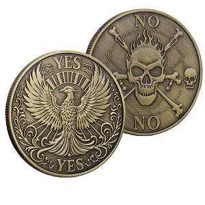 عملة تذكارية معدنية مطلية بتصميم ثلاثي الأبعاد لجمجمة العنقاء، مصنوعة يدويًا من الحديد، متوفرة باللون البرونزي العتيق والفضي، تصميم مخصص مجاني - Product Image 3